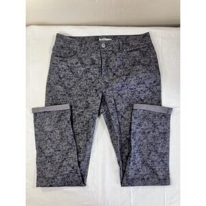 RuffHewn Womens Gray Damask Print Slim Straight Stretch Jeans Size 4/10